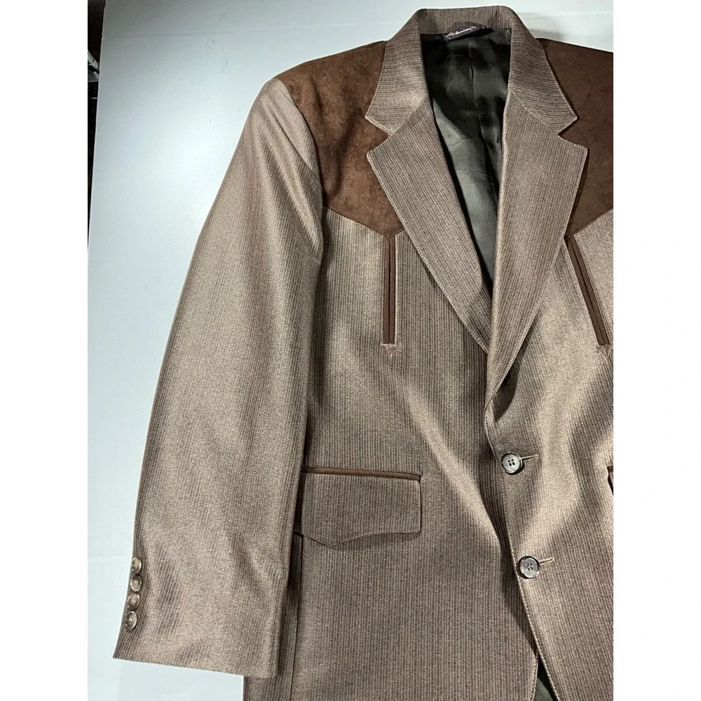 Sheplers Vintage Western Blazer Brown Faux Suede Yoke Sport Coat Mens 42R